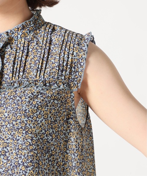 SLOBE IENA（スローブイエナ）の「プリムラフラワープリントショートスリーブブラウス【手洗い可能】◆（シャツ/ブラウス・レディース・イエロー/サックスブルー・FREE）」の13枚目の写真