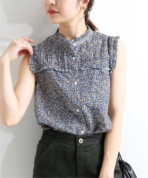 SLOBE IENA（スローブイエナ）の「プリムラフラワープリントショートスリーブブラウス【手洗い可能】◆（シャツ/ブラウス・レディース・イエロー/サックスブルー・FREE）」の5枚目の写真