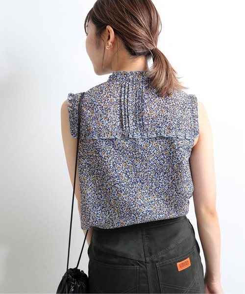 SLOBE IENA（スローブイエナ）の「プリムラフラワープリントショートスリーブブラウス【手洗い可能】◆（シャツ/ブラウス・レディース・イエロー/サックスブルー・FREE）」の15枚目の写真