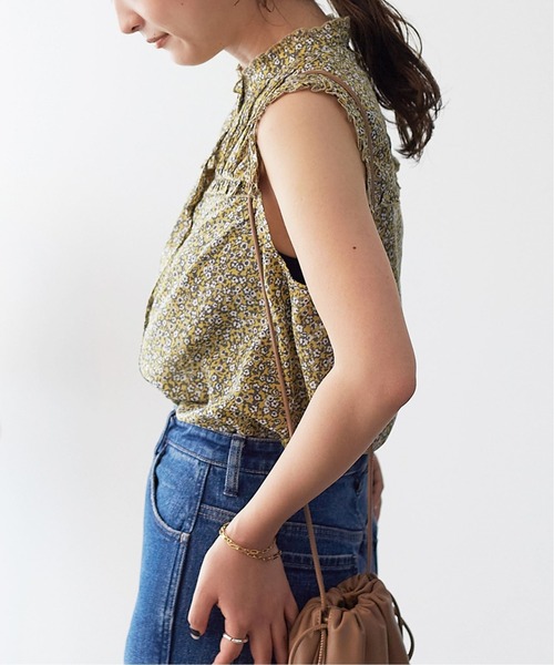 SLOBE IENA（スローブイエナ）の「プリムラフラワープリントショートスリーブブラウス【手洗い可能】◆（シャツ/ブラウス・レディース・イエロー/サックスブルー・FREE）」の11枚目の写真