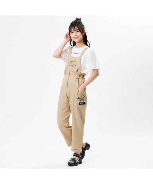 algy（アルジー）の「リングジップサロペ（サロペット/オーバーオール・キッズ・ブラック/ベージュ・SMALL/MEDIUM/X-SMALL/XX-SMALL）」の4枚目の写真