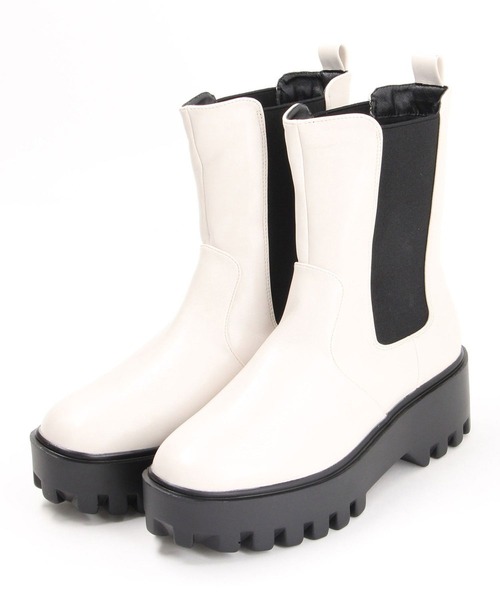 179/WG（イチナナキュウダブルジー）の「厚底サイドゴアブーツ（ブーツ・レディース・オフホワイト/ブラック・M/L）」の5枚目の写真