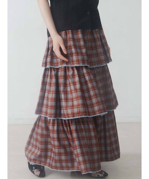 merry jenny（メリージェニー）の「チェックティアードスカート（スカート・レディース・ブラック/ベージュ/オレンジ・FREE）」の13枚目の写真