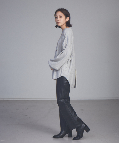 NOMINE（ノミネ）の「【展開店舗限定】フェイクレザーセミフレアパンツ（その他パンツ・レディース・ブラック/アイボリー・S/M）」の10枚目の写真