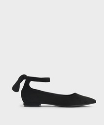 テクスチャードアンクルストラップ バレリーナフラット / Textured Ankle Strap Ballerina Flats
