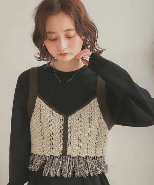 SENSE OF PLACE by URBAN RESEARCH（センスオブプレイスバイアーバンリサーチ）の「ニットフリンジビスチェ（ベスト・レディース・その他2/その他1・ONE）」の2枚目の写真