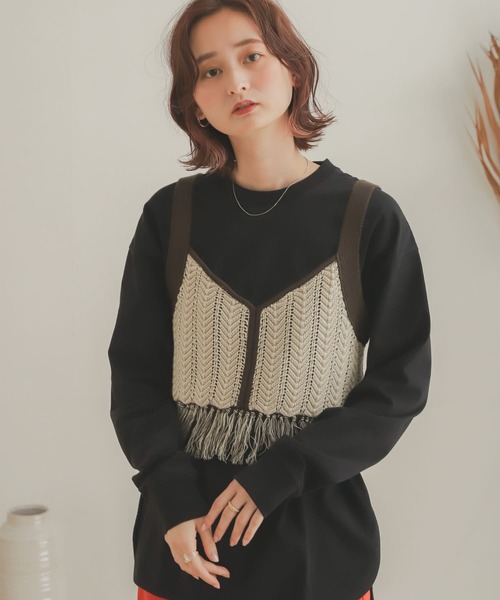 SENSE OF PLACE by URBAN RESEARCH（センスオブプレイスバイアーバンリサーチ）の「ニットフリンジビスチェ（ベスト・レディース・その他2/その他1・ONE）」の6枚目の写真
