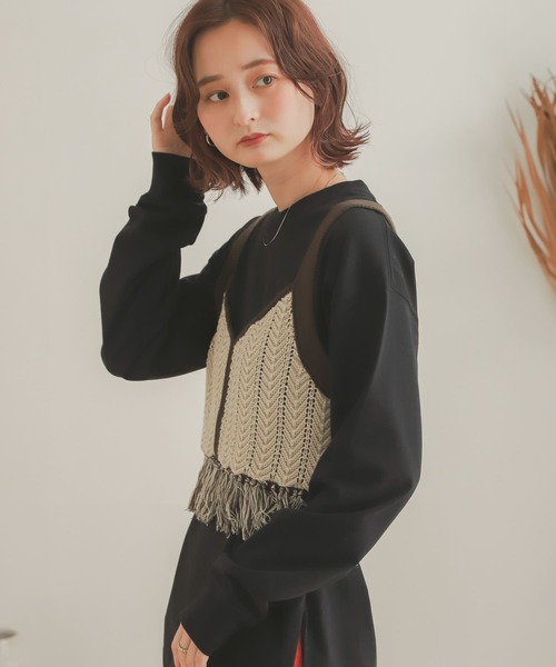 SENSE OF PLACE by URBAN RESEARCH（センスオブプレイスバイアーバンリサーチ）の「ニットフリンジビスチェ（ベスト・レディース・その他2/その他1・ONE）」の7枚目の写真