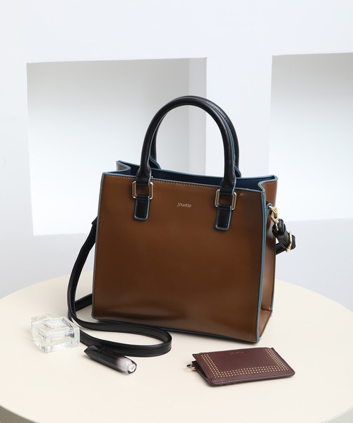 jouetie（ジュエティ）の「【jouetie/ジュエティ】カラーエッジ　スクエア ハンドバッグ（トートバッグ・レディース・オリーブ/ベージュ/オレンジ/ベージュ系その他/ブルー系その他/ブルー/アイボリー/ダークグリーン/ブラック/ワイン/ダークブラウン/グレイッシュベージュ・FREE）」の15枚目の写真