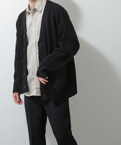 ZIP FIVE（ジップファイブ）の「【ZIP FIVE】ふんわり7Gあぜ編みオーバーサイズカーディガン（カーディガン/ボレロ・メンズ・ライトグレー/グレイッシュベージュ/ブラック/オフホワイト/オリーブ/ブルー/ネイビー/モカ/ブルー系/グリーン/イエロー/レッド/ダークグリーン/グリーン系/アイボリー・LARGE/MEDIUM/X-LARGE）」の20枚目の写真