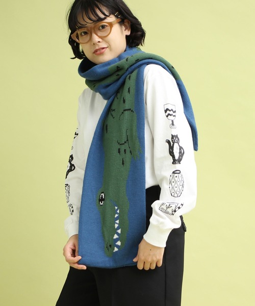 didizizi(ディディジジ)の「ワニマフラー(ストール/ショール・レディース・ベージュ/ブルー・FREE)」の2枚目の写真