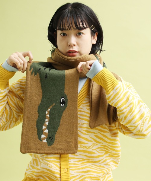 didizizi(ディディジジ)の「ワニマフラー(ストール/ショール・レディース・ベージュ/ブルー・FREE)」の6枚目の写真