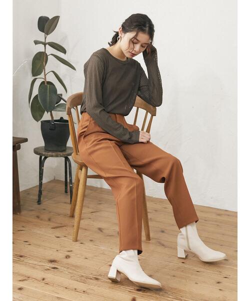 Sugar spoon（シュガースプーン）の「・SUGAR SPOON シアーストライプロンT＊（Tシャツ/カットソー・レディース・ブラック/ブラウン/カーキ/マスタード・FREE）」の17枚目の写真