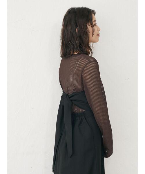 Sugar spoon（シュガースプーン）の「・SUGAR SPOON シアーストライプロンT＊（Tシャツ/カットソー・レディース・ブラック/ブラウン/カーキ/マスタード・FREE）」の10枚目の写真