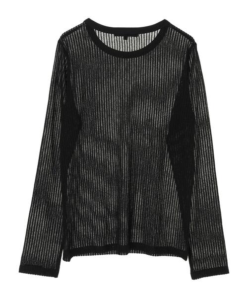 Sugar spoon（シュガースプーン）の「・SUGAR SPOON シアーストライプロンT＊（Tシャツ/カットソー・レディース・ブラック/ブラウン/カーキ/マスタード・FREE）」の15枚目の写真