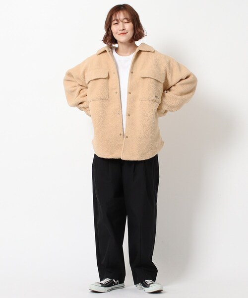 BASECONTROL（ベースコントロール）の「◆ボアフリース CPOシャツ風 カットソーブルゾン（ブルゾン・レディース・ブラック/ベージュ/アイボリー・99）」の11枚目の写真