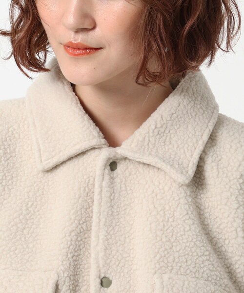 BASECONTROL（ベースコントロール）の「◆ボアフリース CPOシャツ風 カットソーブルゾン（ブルゾン・レディース・ブラック/ベージュ/アイボリー・99）」の9枚目の写真