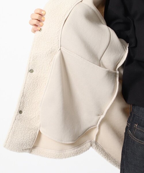 BASECONTROL（ベースコントロール）の「◆ボアフリース CPOシャツ風 カットソーブルゾン（ブルゾン・レディース・ブラック/ベージュ/アイボリー・99）」の14枚目の写真