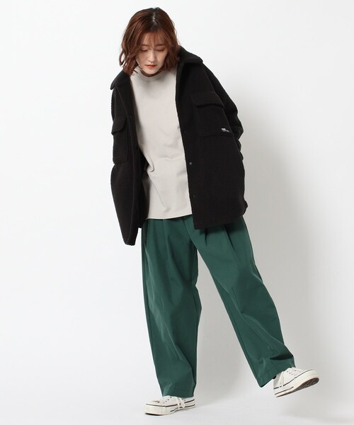 BASECONTROL（ベースコントロール）の「◆ボアフリース CPOシャツ風 カットソーブルゾン（ブルゾン・レディース・ブラック/ベージュ/アイボリー・99）」の5枚目の写真