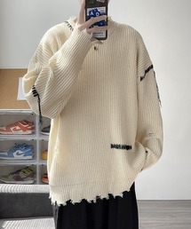 【NOWLE】ハンドステッチ ダメージ プルオーバー ニット