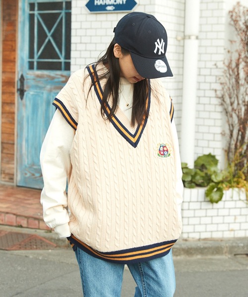 SPOC STORE（スポックストア）の「【SPOC STORE】配色チルデンニットベスト（ベスト・メンズ・ネイビー/グリーン/アイボリー・M/L）」の6枚目の写真