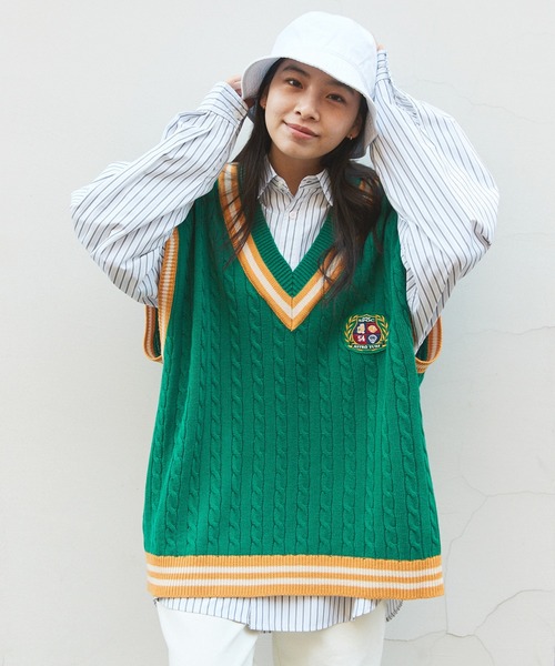 SPOC STORE（スポックストア）の「【SPOC STORE】配色チルデンニットベスト（ベスト・メンズ・ネイビー/グリーン/アイボリー・M/L）」の11枚目の写真