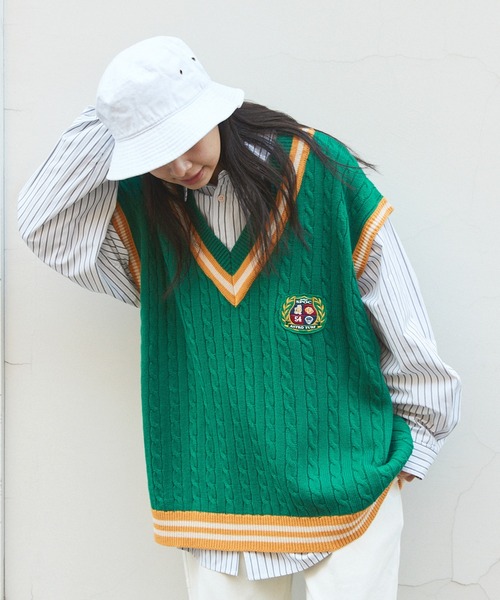 SPOC STORE（スポックストア）の「【SPOC STORE】配色チルデンニットベスト（ベスト・メンズ・ネイビー/グリーン/アイボリー・M/L）」の13枚目の写真