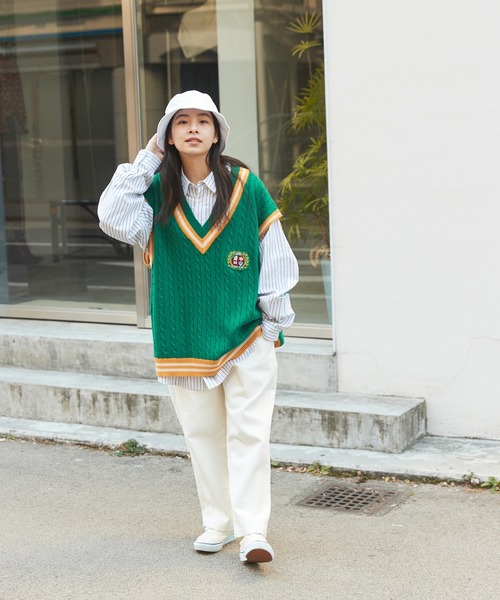 SPOC STORE（スポックストア）の「【SPOC STORE】配色チルデンニットベスト（ベスト・メンズ・ネイビー/グリーン/アイボリー・M/L）」の17枚目の写真