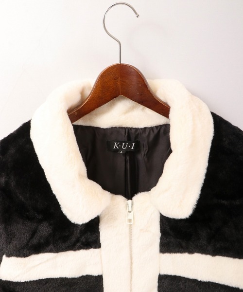 セール】ロング切替エコファーコート（ブルゾン）｜k．u．i