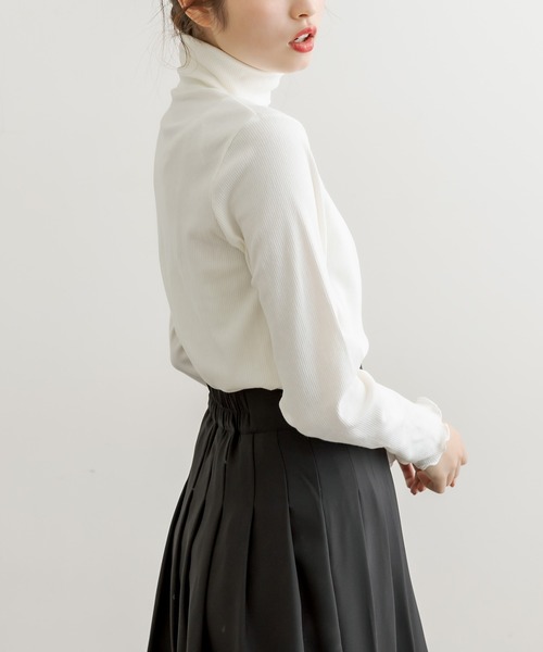OLIVE des OLIVE（オリーブデオリーブ）の「メロウリブタートル（Tシャツ/カットソー・レディース・ブラック/オフホワイト・FREE）」の7枚目の写真