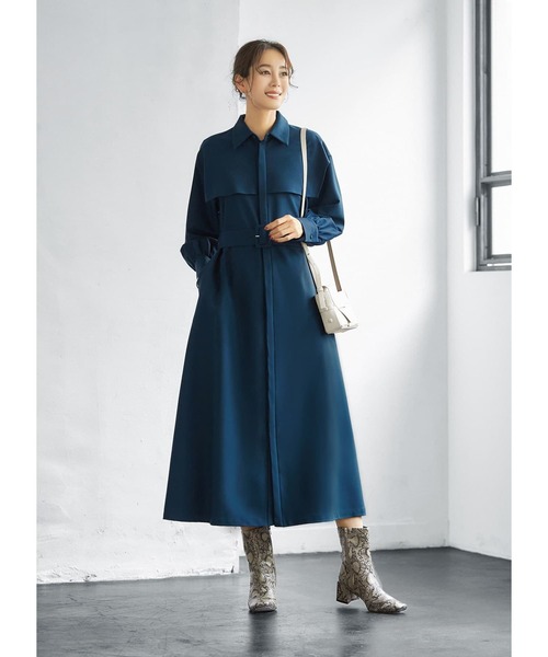 STYLE DELI(スタイルデリ)の「胸元フラップベルト付きワンピース(ワンピース・レディース・ブルー系その他/バーガンディー・01/02)」の2枚目の写真