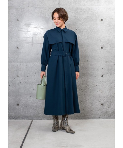 STYLE DELI(スタイルデリ)の「胸元フラップベルト付きワンピース(ワンピース・レディース・ブルー系その他/バーガンディー・01/02)」の3枚目の写真