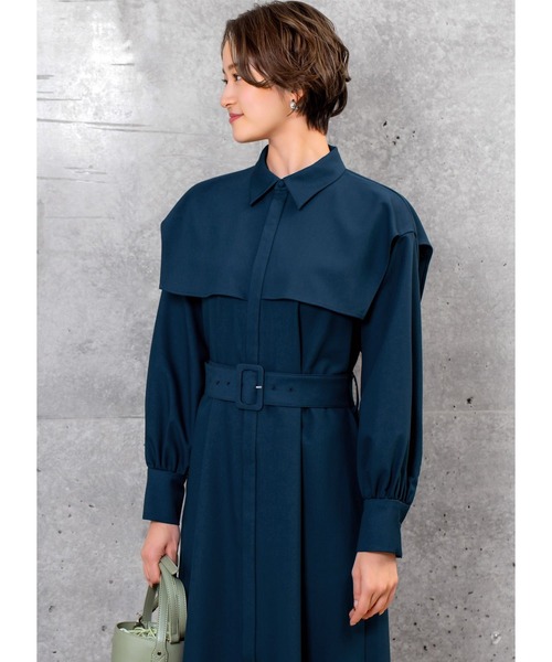 STYLE DELI(スタイルデリ)の「胸元フラップベルト付きワンピース(ワンピース・レディース・ブルー系その他/バーガンディー・01/02)」の4枚目の写真