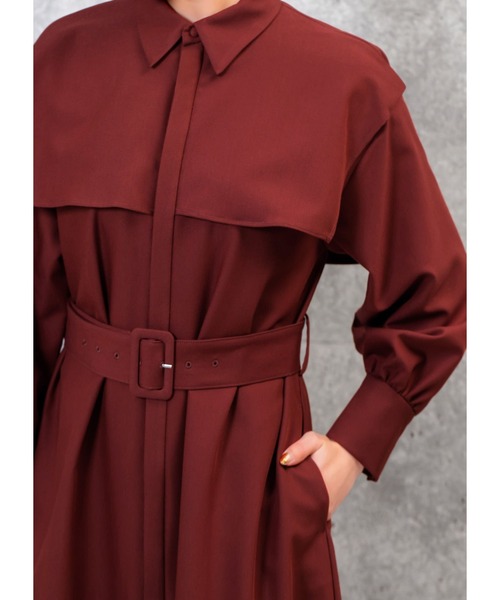 STYLE DELI(スタイルデリ)の「胸元フラップベルト付きワンピース(ワンピース・レディース・ブルー系その他/バーガンディー・01/02)」の18枚目の写真