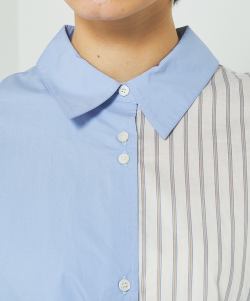 Lui's（ルイス）の「ストライプドッキングオーバーシャツ（シャツ/ブラウス・レディース・サックスブルー/ホワイト・FREE）」の10枚目の写真