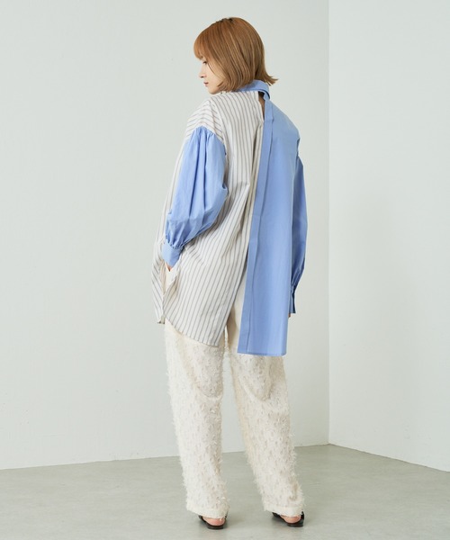 Lui's（ルイス）の「ストライプドッキングオーバーシャツ（シャツ/ブラウス・レディース・サックスブルー/ホワイト・FREE）」の19枚目の写真