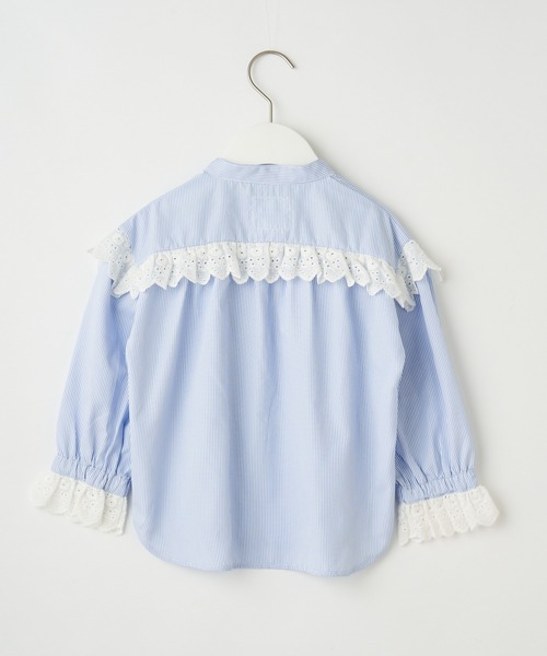 CIAOPANIC TYPY(チャオパニックティピー)の「【KIDS】レースドッキングストライプブラウス(シャツ/ブラウス・キッズ・サックスブルー/グリーン・SMALL/MEDIUM/LARGE/X-LARGE/XX-LARGE)」の6枚目の写真