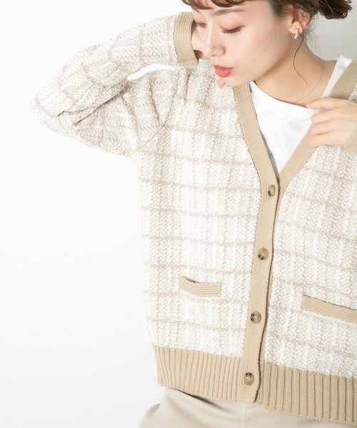 URBAN RESEARCH Sonny Label（アーバンリサーチサニーレーベル）の「『WEB限定』ツイードニットカーディガン（カーディガン/ボレロ・レディース・グリーン/ブラック/ベージュ・FREE）」の9枚目の写真