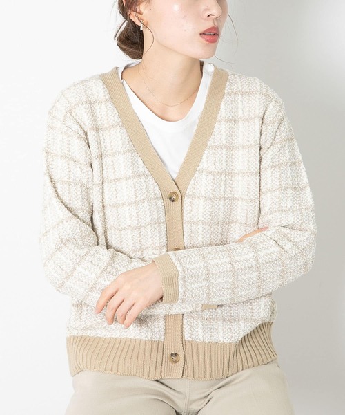 URBAN RESEARCH Sonny Label（アーバンリサーチサニーレーベル）の「『WEB限定』ツイードニットカーディガン（カーディガン/ボレロ・レディース・グリーン/ブラック/ベージュ・FREE）」の11枚目の写真