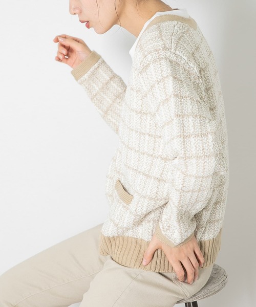 URBAN RESEARCH Sonny Label（アーバンリサーチサニーレーベル）の「『WEB限定』ツイードニットカーディガン（カーディガン/ボレロ・レディース・グリーン/ブラック/ベージュ・FREE）」の12枚目の写真