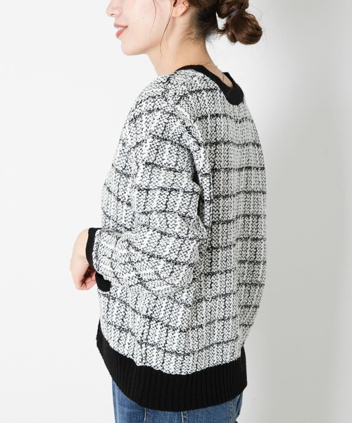 URBAN RESEARCH Sonny Label（アーバンリサーチサニーレーベル）の「『WEB限定』ツイードニットカーディガン（カーディガン/ボレロ・レディース・グリーン/ブラック/ベージュ・FREE）」の6枚目の写真