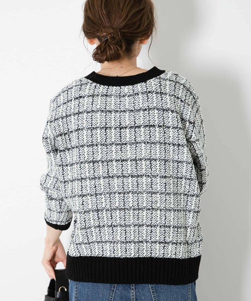 URBAN RESEARCH Sonny Label（アーバンリサーチサニーレーベル）の「『WEB限定』ツイードニットカーディガン（カーディガン/ボレロ・レディース・グリーン/ブラック/ベージュ・FREE）」の7枚目の写真