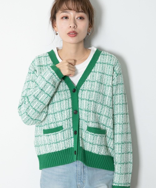 URBAN RESEARCH Sonny Label（アーバンリサーチサニーレーベル）の「『WEB限定』ツイードニットカーディガン（カーディガン/ボレロ・レディース・グリーン/ブラック/ベージュ・FREE）」の15枚目の写真