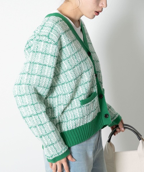 URBAN RESEARCH Sonny Label（アーバンリサーチサニーレーベル）の「『WEB限定』ツイードニットカーディガン（カーディガン/ボレロ・レディース・グリーン/ブラック/ベージュ・FREE）」の17枚目の写真