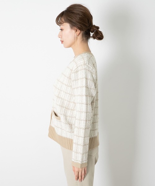 URBAN RESEARCH Sonny Label（アーバンリサーチサニーレーベル）の「『WEB限定』ツイードニットカーディガン（カーディガン/ボレロ・レディース・グリーン/ブラック/ベージュ・FREE）」の21枚目の写真