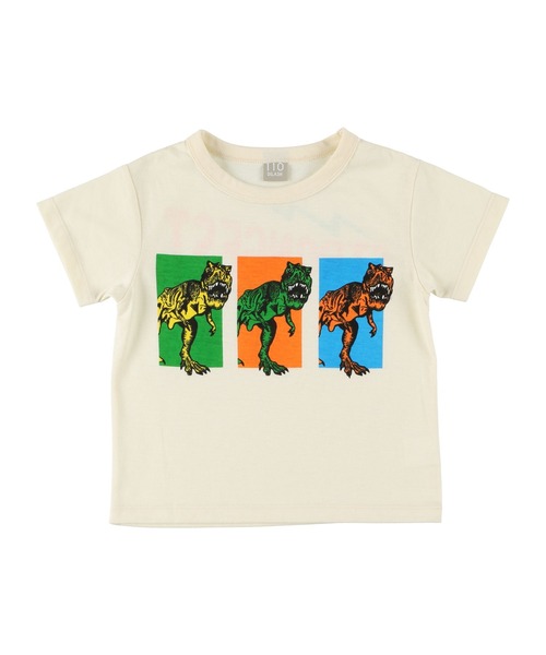 DILASH（ディラッシュ）の「接触冷感恐竜プリントTシャツ（Tシャツ/カットソー・キッズ・アイボリー/チャコール・90/100/110/120/80/130/140）」の3枚目の写真