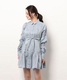 ANDGEEBEE | ギャザーシャツワンピ(シャツワンピース)