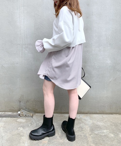 OLIVE des OLIVE（オリーブデオリーブ）の「【WEB限定】ニット×チュニックシャツset（Tシャツ/カットソー・レディース・ライトグレー/オフホワイト/ピンク・FREE）」の5枚目の写真