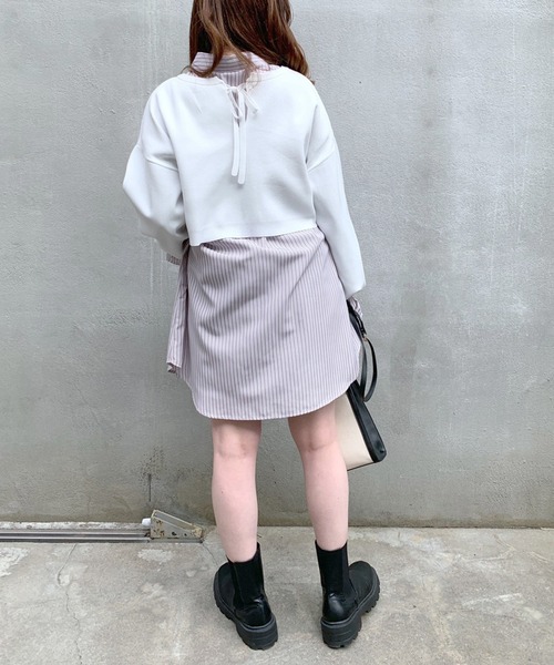 OLIVE des OLIVE（オリーブデオリーブ）の「【WEB限定】ニット×チュニックシャツset（Tシャツ/カットソー・レディース・ライトグレー/オフホワイト/ピンク・FREE）」の6枚目の写真