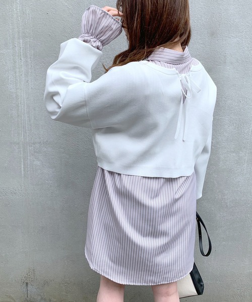 OLIVE des OLIVE（オリーブデオリーブ）の「【WEB限定】ニット×チュニックシャツset（Tシャツ/カットソー・レディース・ライトグレー/オフホワイト/ピンク・FREE）」の8枚目の写真